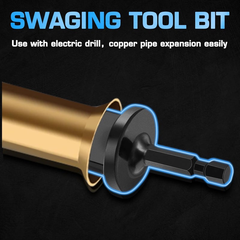 Hakkin 7PCS HVAC Repairing Set, Air Conditioner Copper Tube Expander with 5 in 1 Swaging Tool Drill Bit, Hex Shank Manual Pipe Swage Expander, Flaring Tool Size 1/4'', 3/8'',1/2'',5/8'',3/4'',7/8'' - Image 5